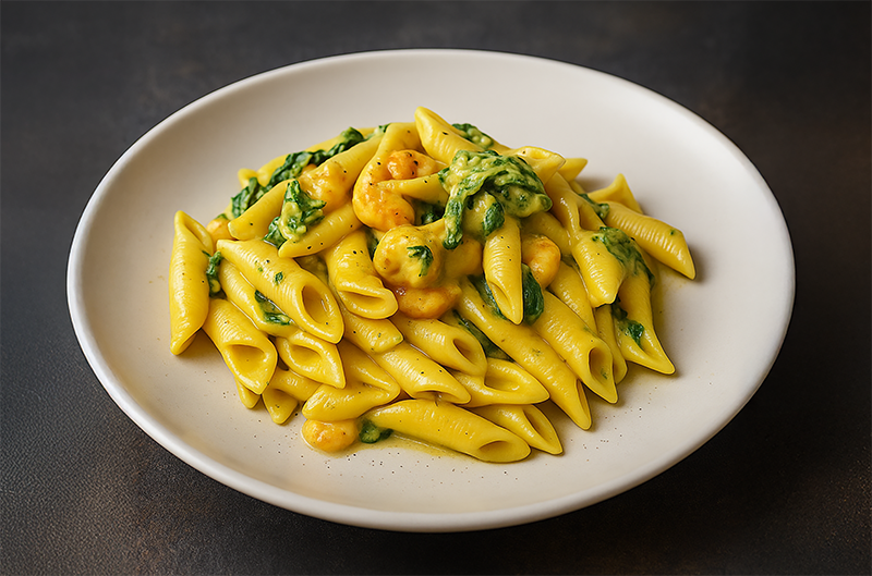 Penne Gamberi E Spinaci